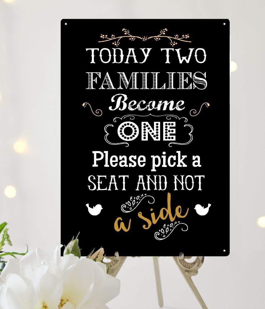 Wedding sign | Pick a seat, not a side A4 vintage Wedding sign - Image 2