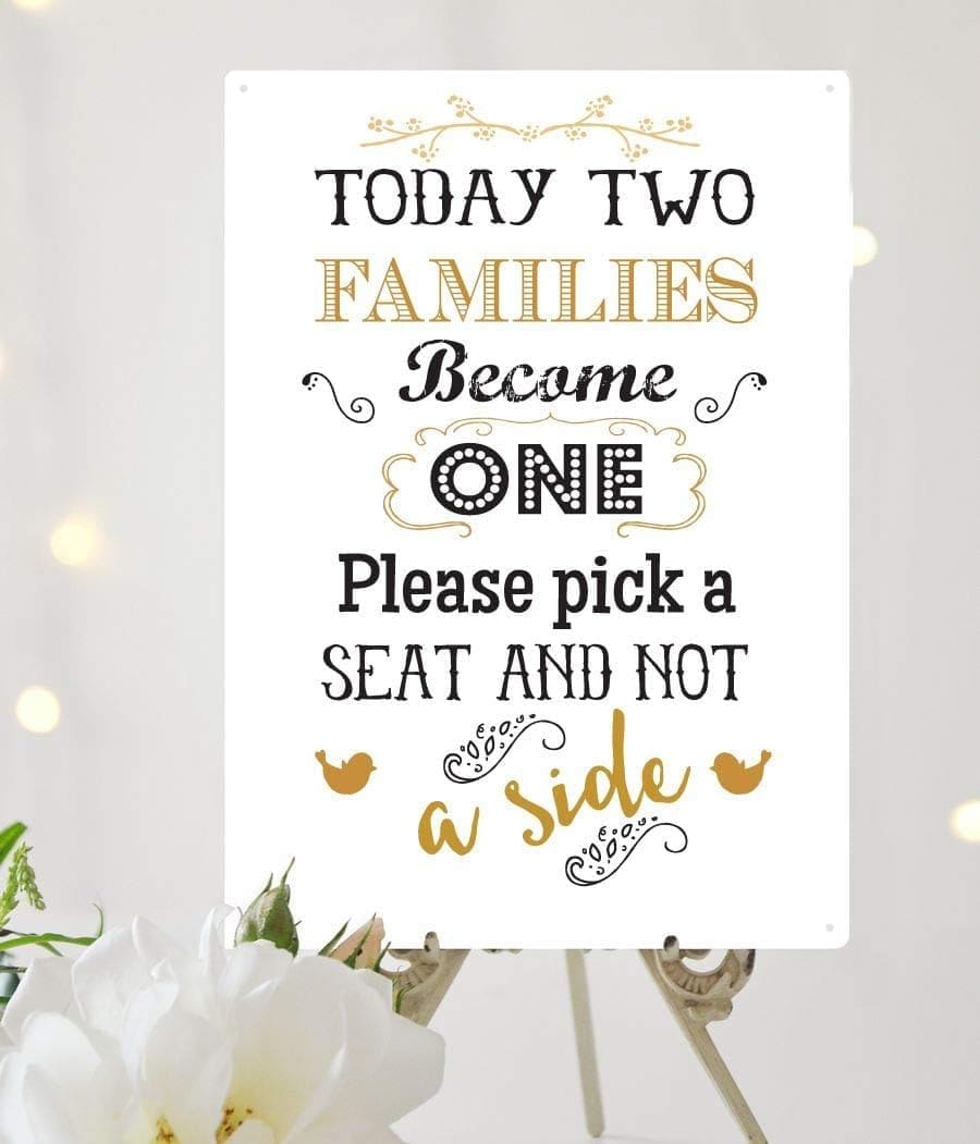 Wedding sign | Pick a seat, not a side A4 vintage Wedding sign - Image 3