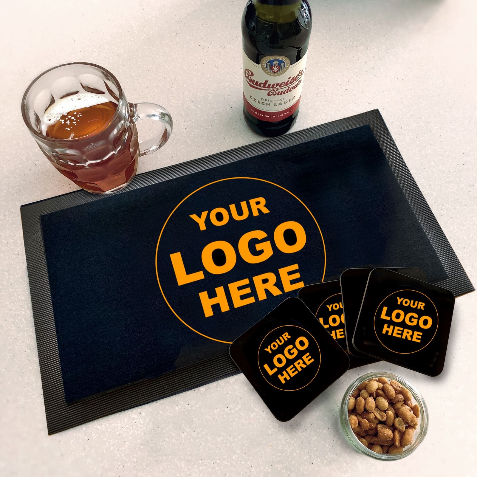 Custom logo bar runner coaster set