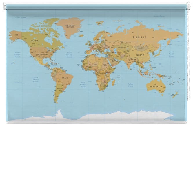 World Map Printed Blind