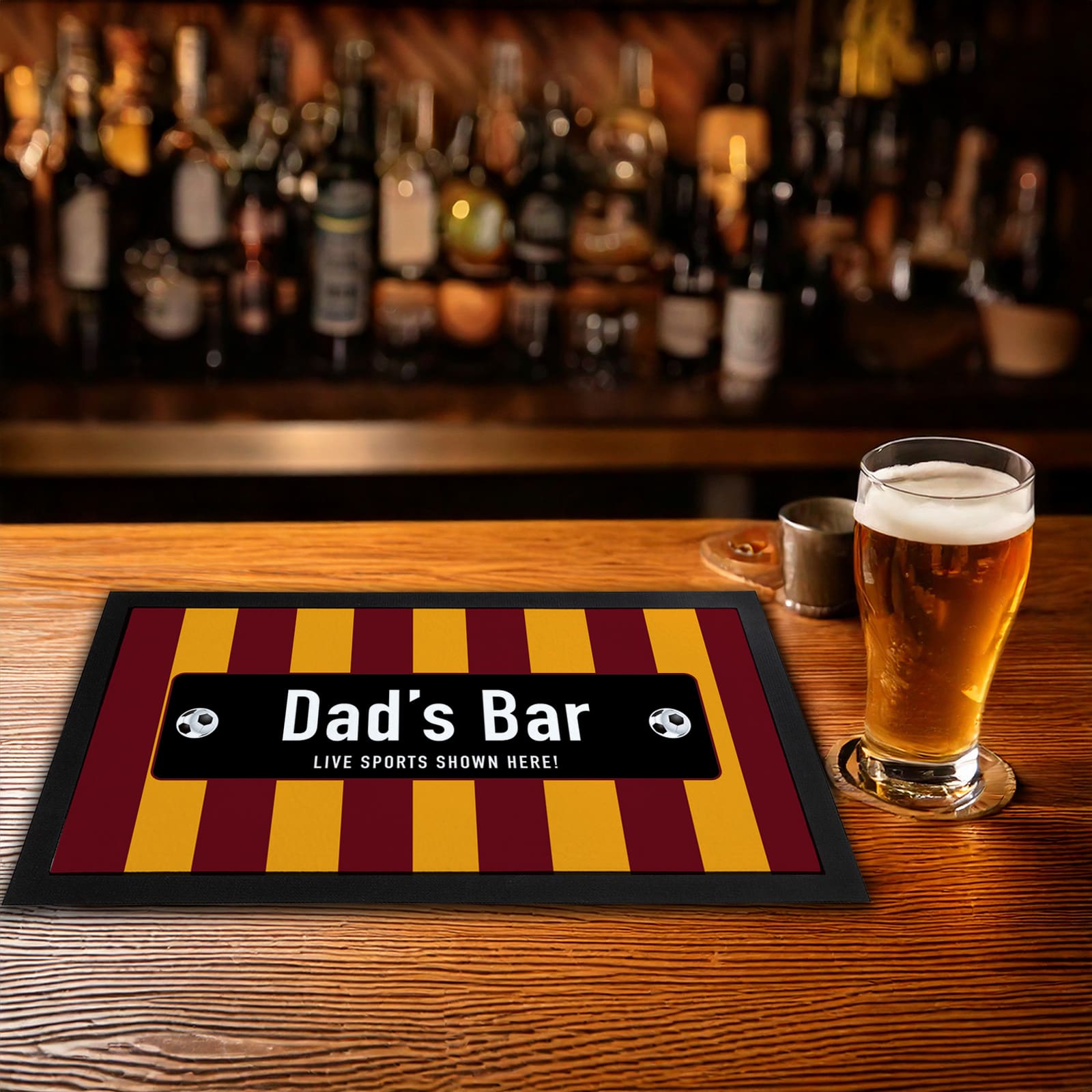Personalised Bar mat | Football club stripes |