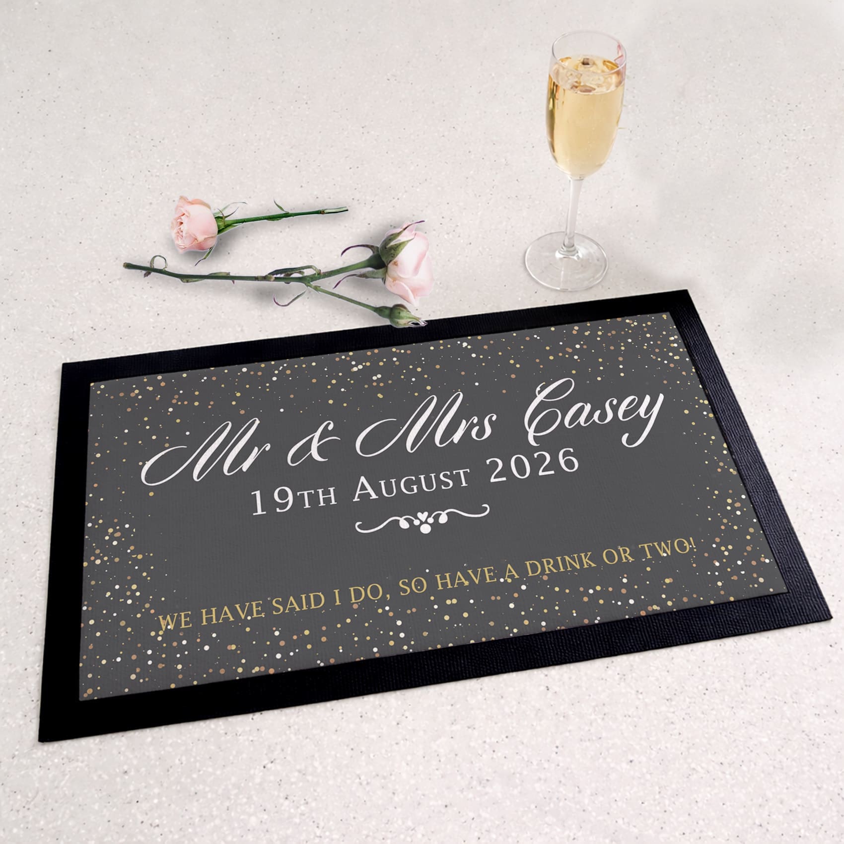 personalised wedding bar mat
